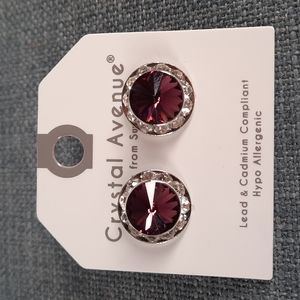 15MM Austrian Swarovski Crystal Post Earrings Purple Plum Dressy Sparkle Stud